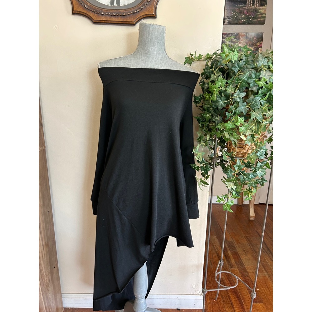CBR Asymmetrical Tunic Top Womens L Black Whimsigoth Gypsy Off Shoulder